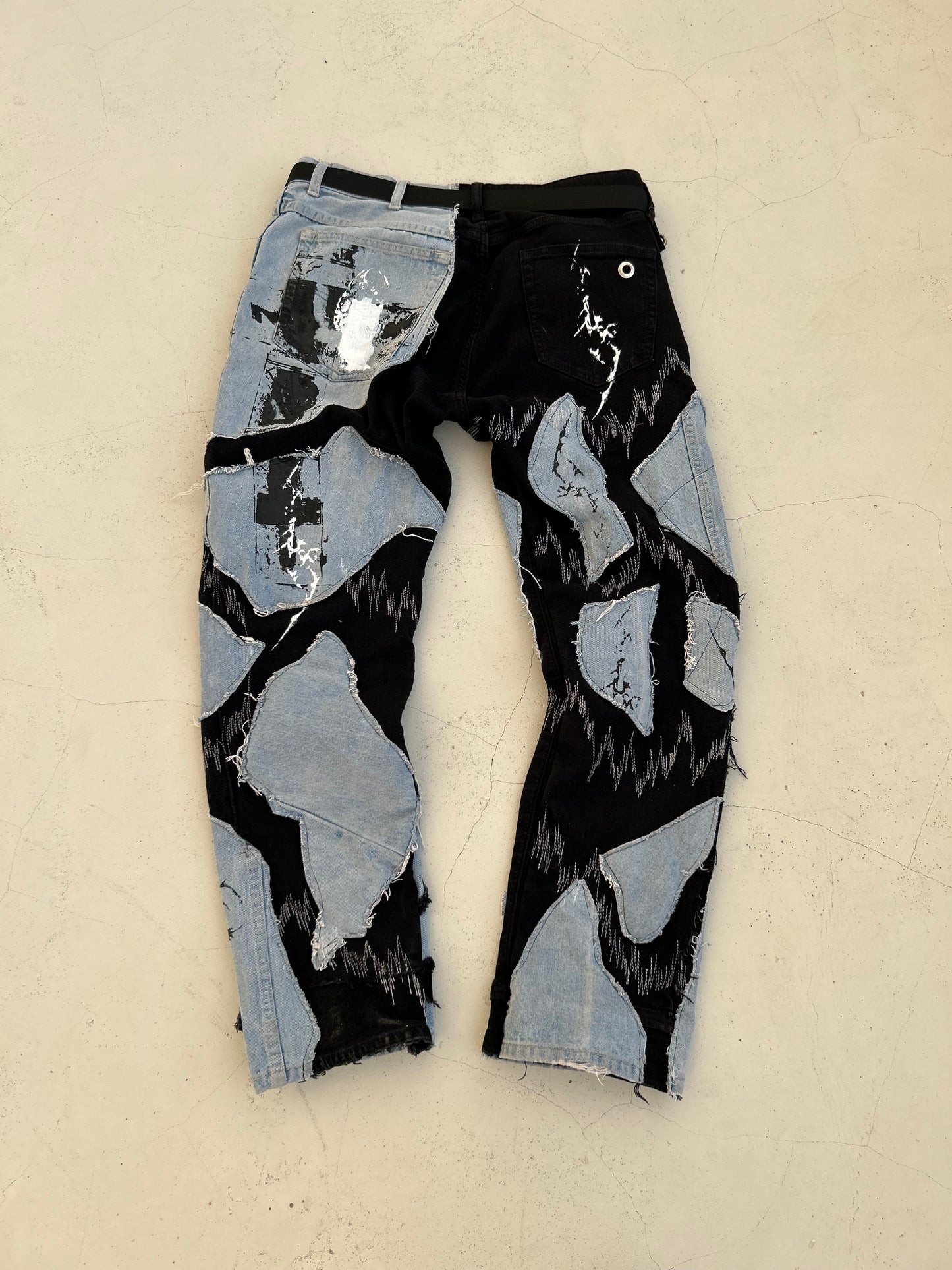 11BLUE /BLACK DENIM UPCYCLE PANTS