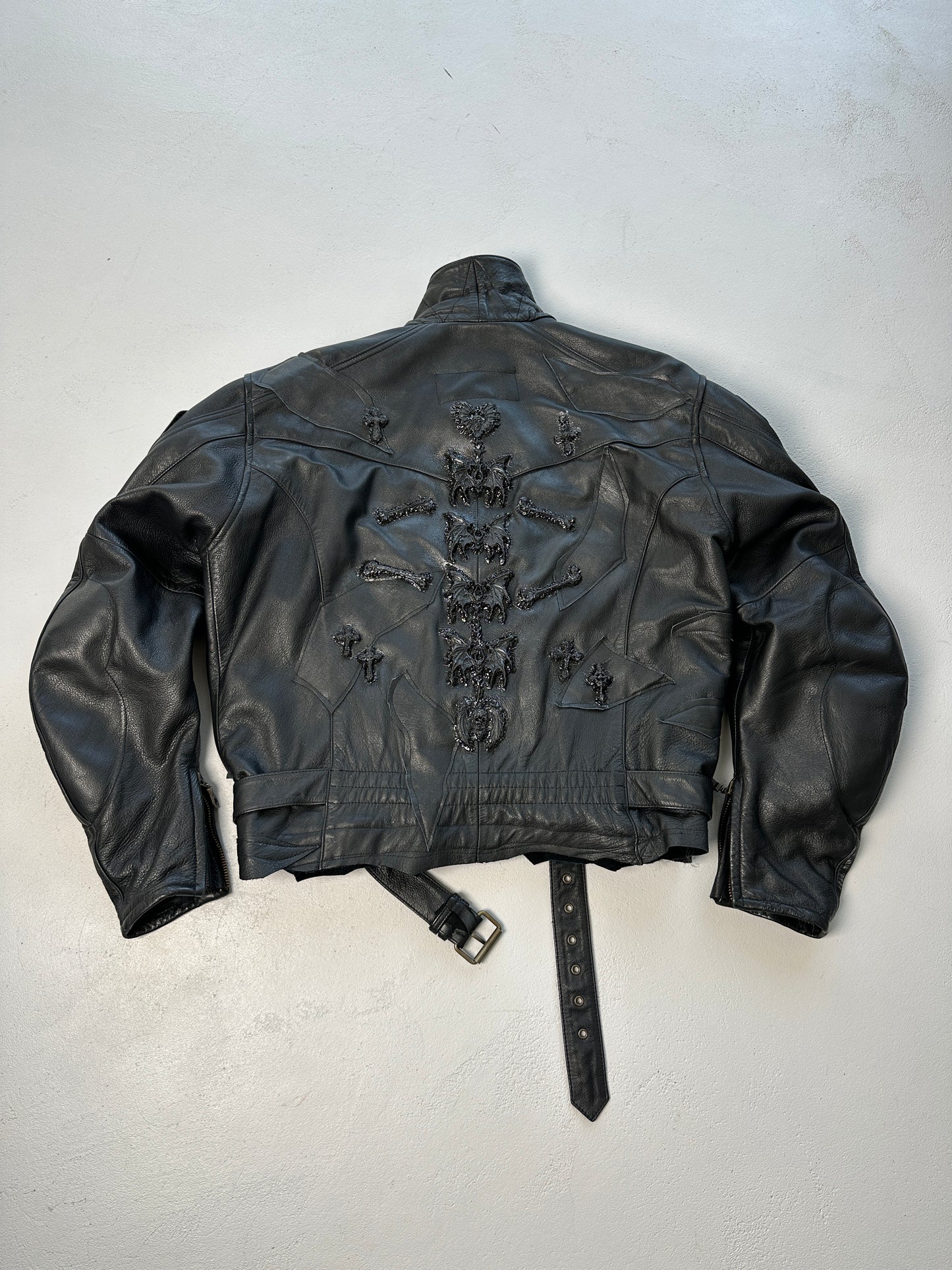 0/SKELETAL BIKER LEATHER JACKET