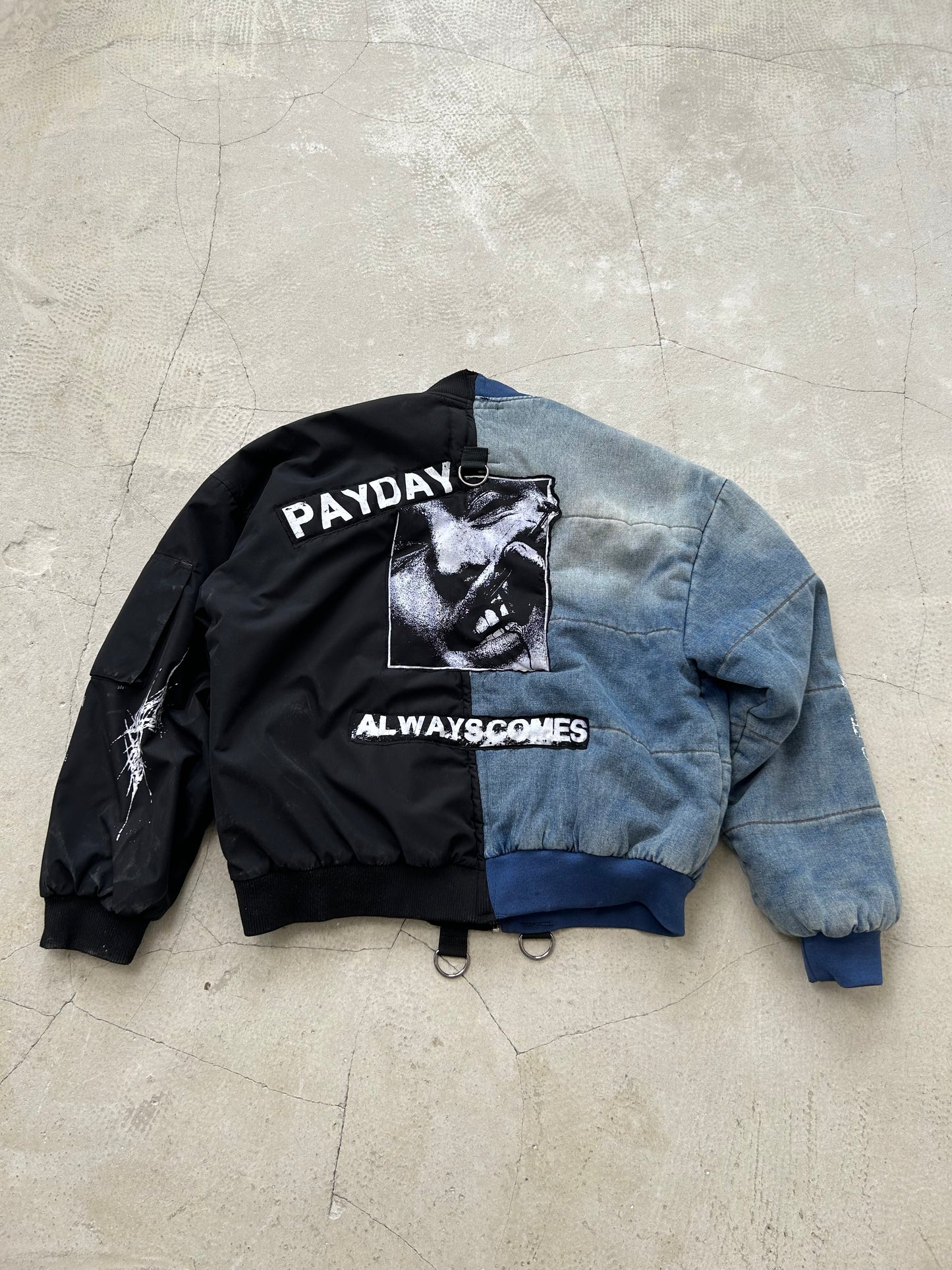 11UPCYCLE DENIM HALF BOMBER