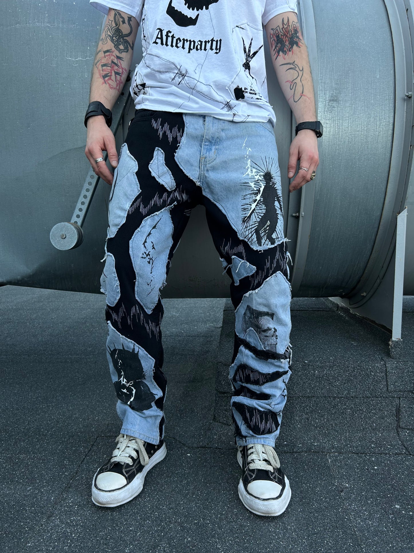 11BLUE /BLACK DENIM UPCYCLE PANTS