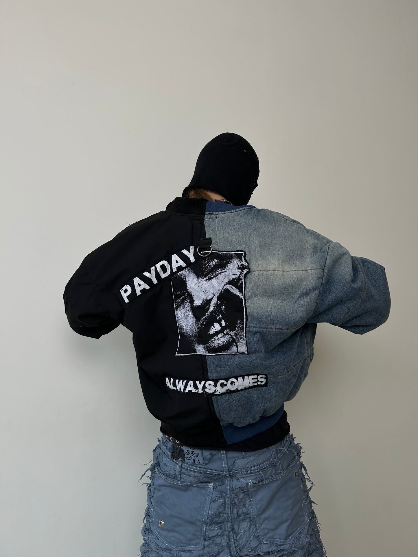 11UPCYCLE DENIM HALF BOMBER