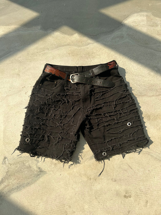 Distressed baggy shorts