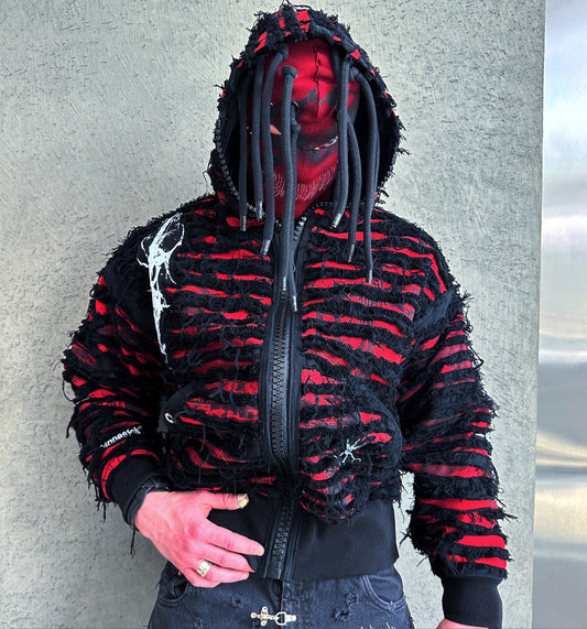 000/ ZIP DISTORTION NEO GRUNGE DENIM JACKET