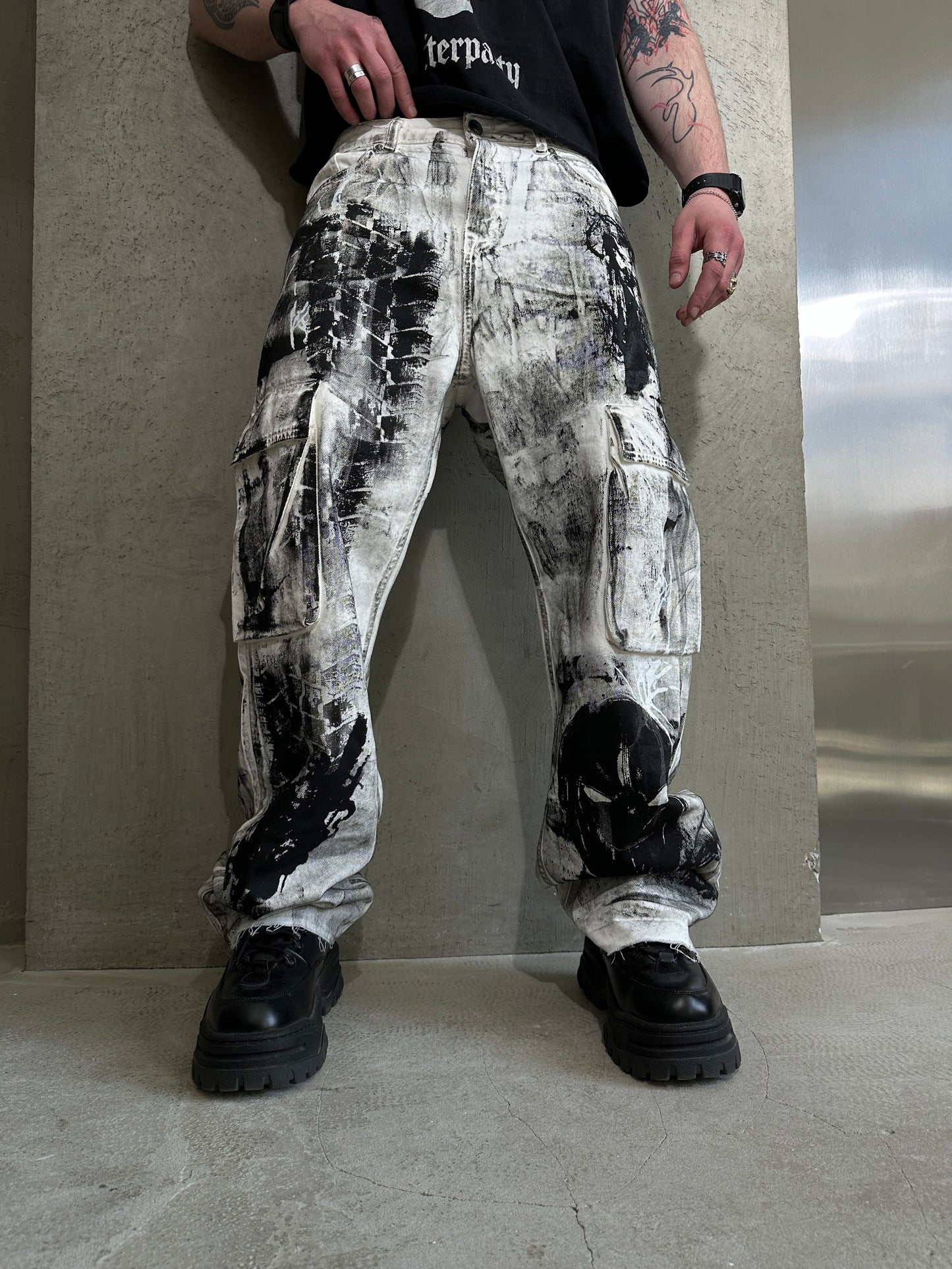 000/ PAINTED CARGO PANTS
