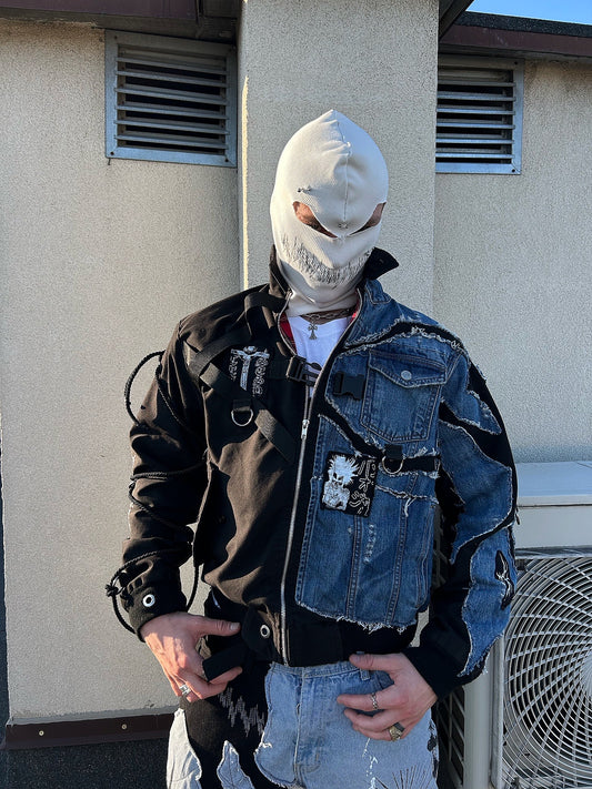 11DENIM DISTRESSED BOMBER