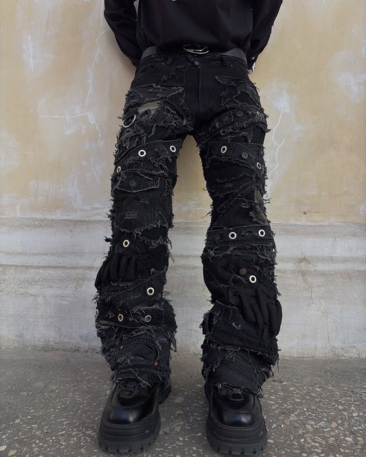 01DARK ASH BAGGY JAWS DENIM PANTS