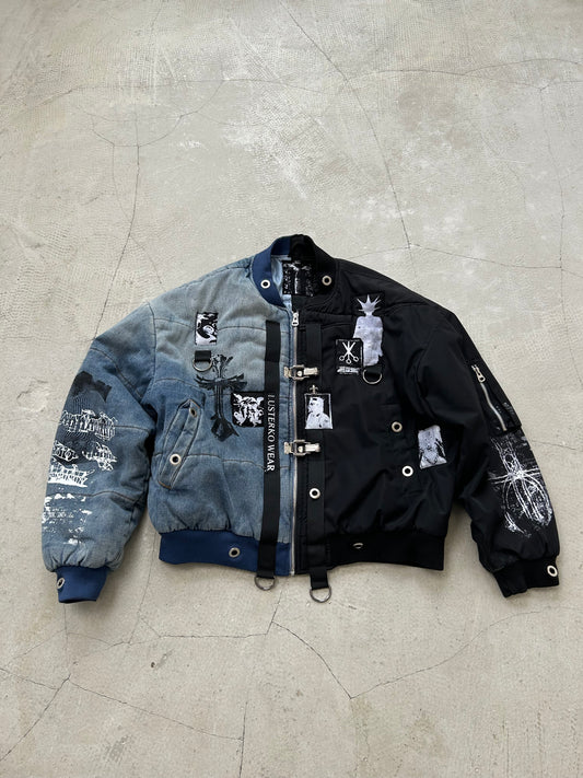11UPCYCLE DENIM HALF BOMBER