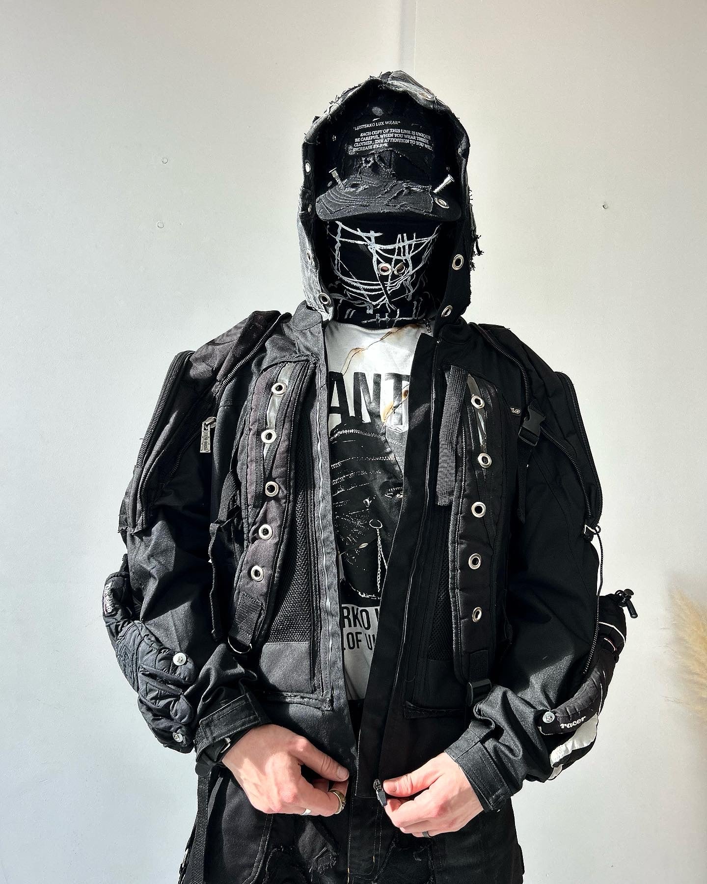 1EXPEREMENTAL UPCYCLE BAG JACKET WITH HOOD