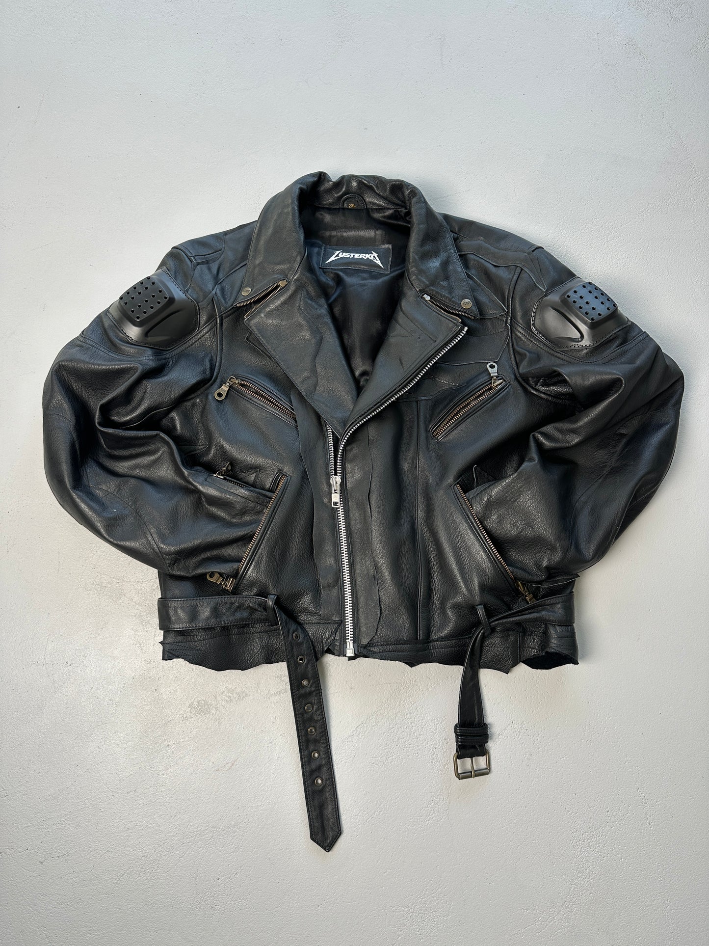 0/SKELETAL BIKER LEATHER JACKET