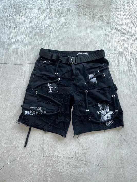000/ GROMMET BOUND DECONSTRUCTED SHORTS
