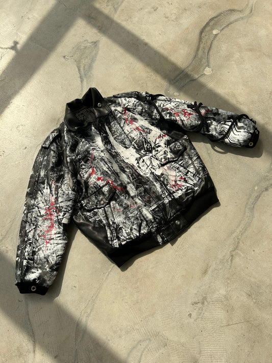 11LEATHER PAINTED BOMBER