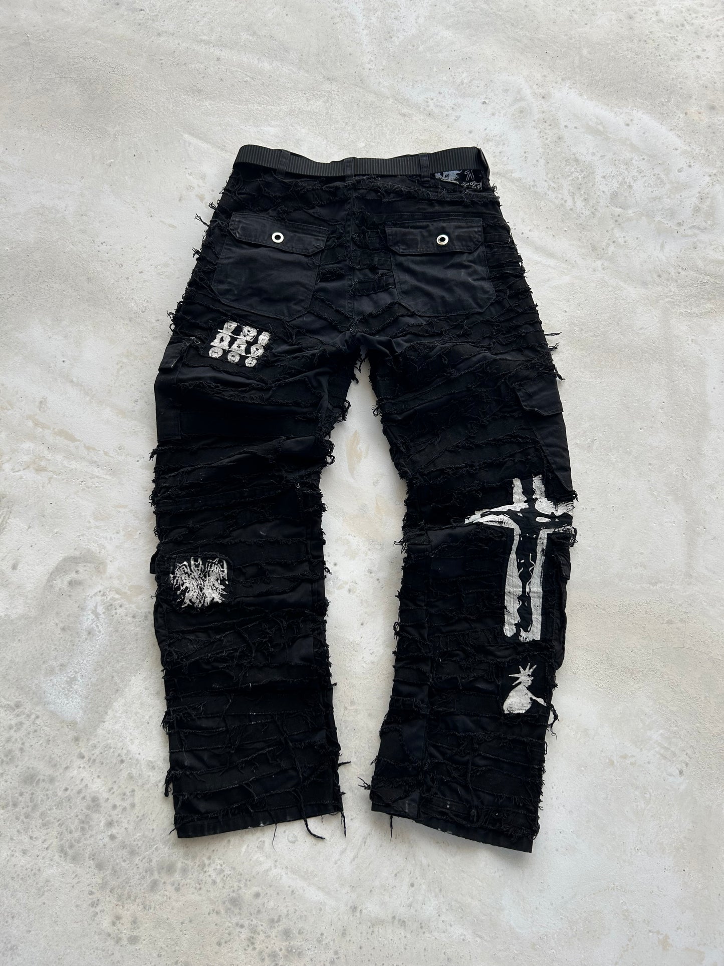 1111//RECONSTRUCTED WAR PANTS CARGO BLACK
