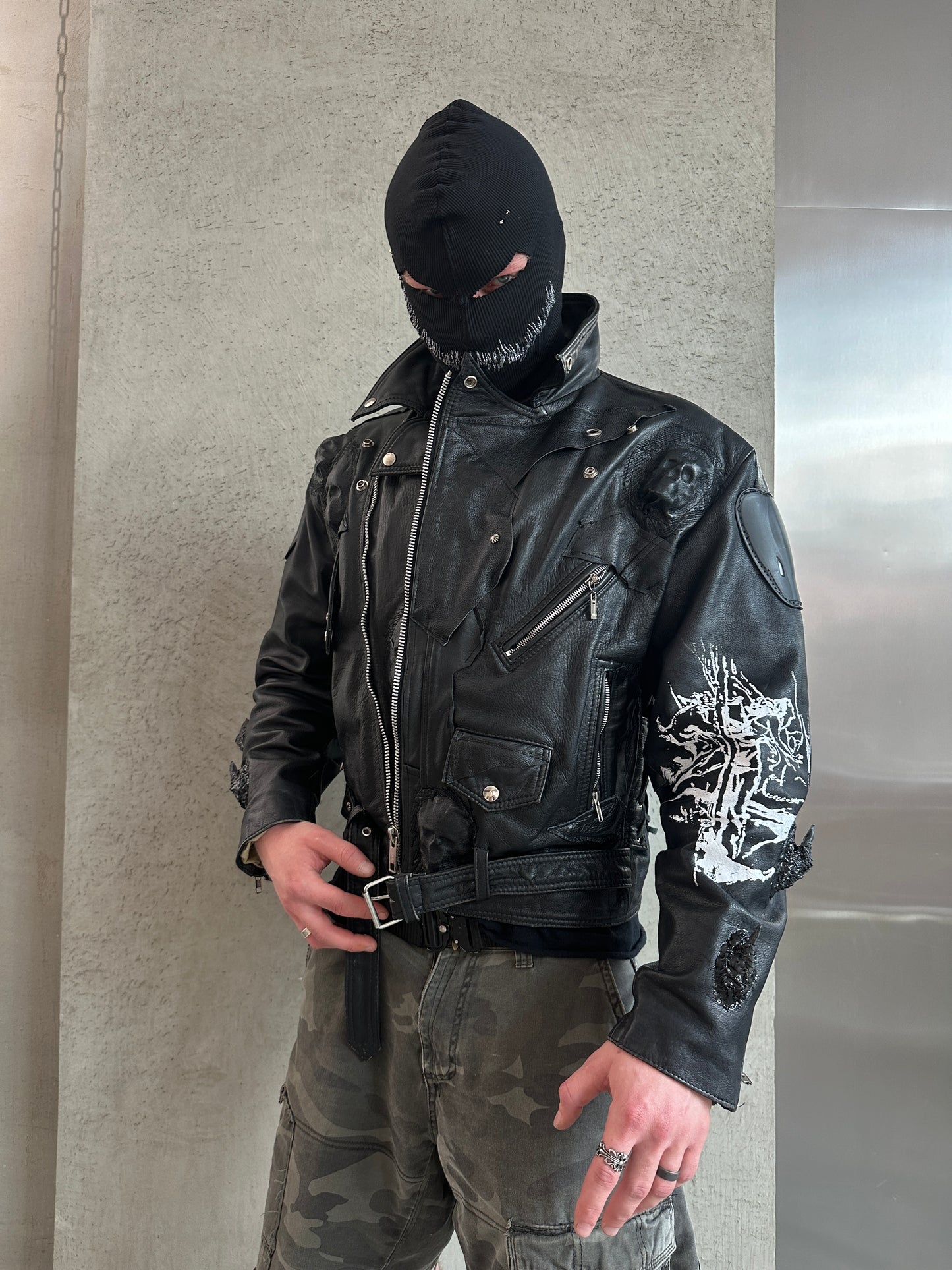 00/ BLACK VEIL LEATHER JACKET