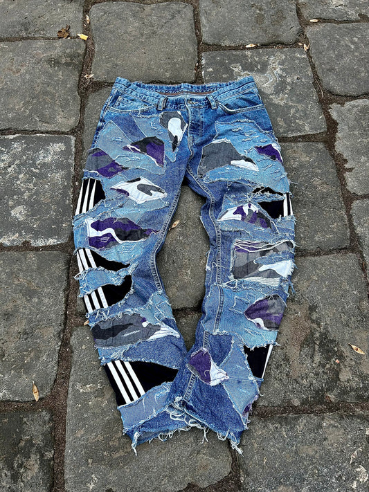 111denim tracksuit UPCYCLE destroyed pants