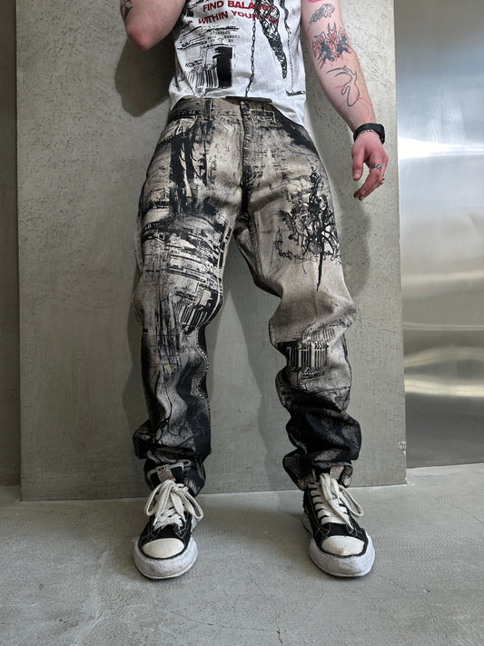 000/ STATIC DISTORTED DENIM