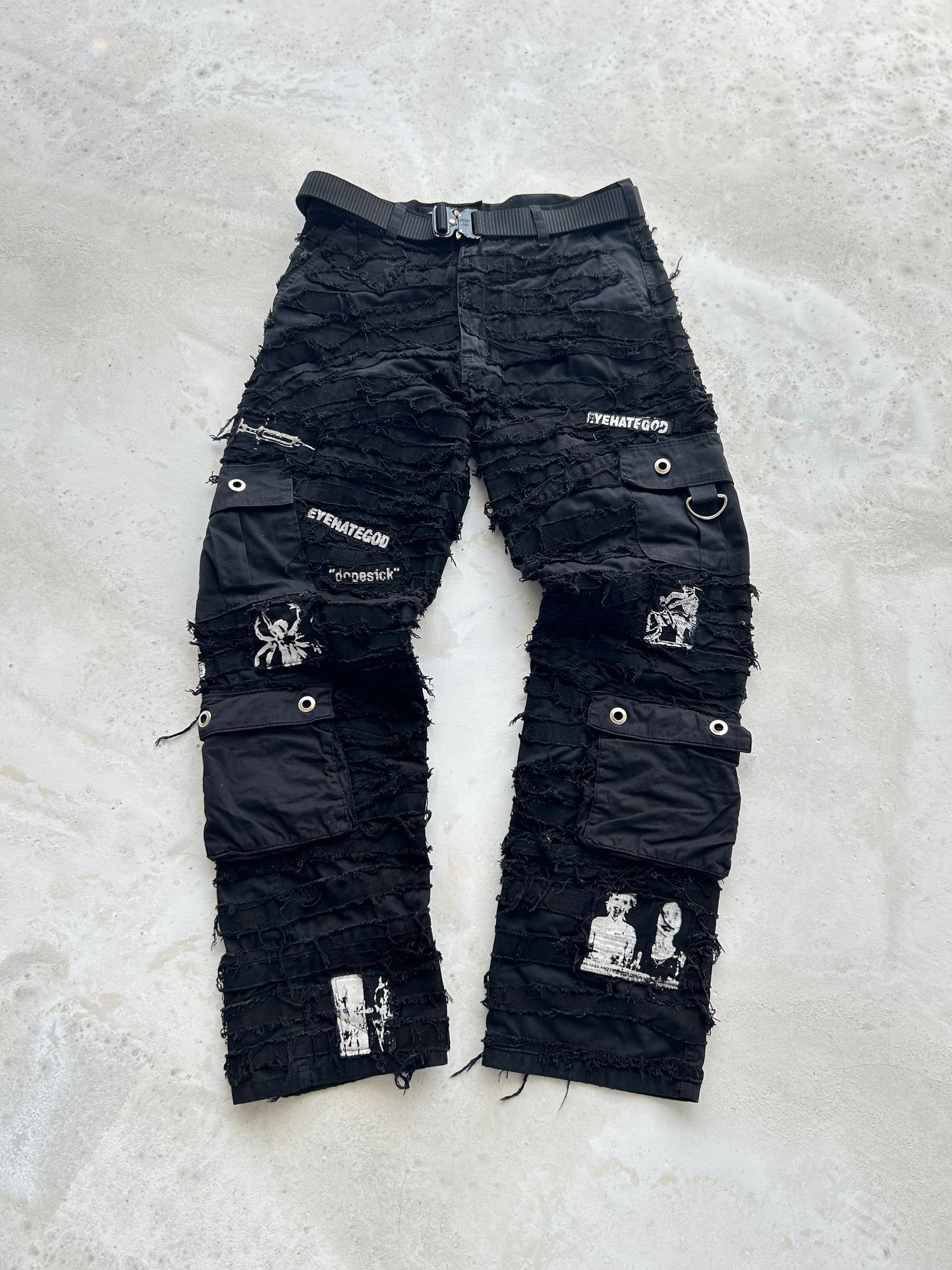 1111//RECONSTRUCTED WAR PANTS CARGO BLACK