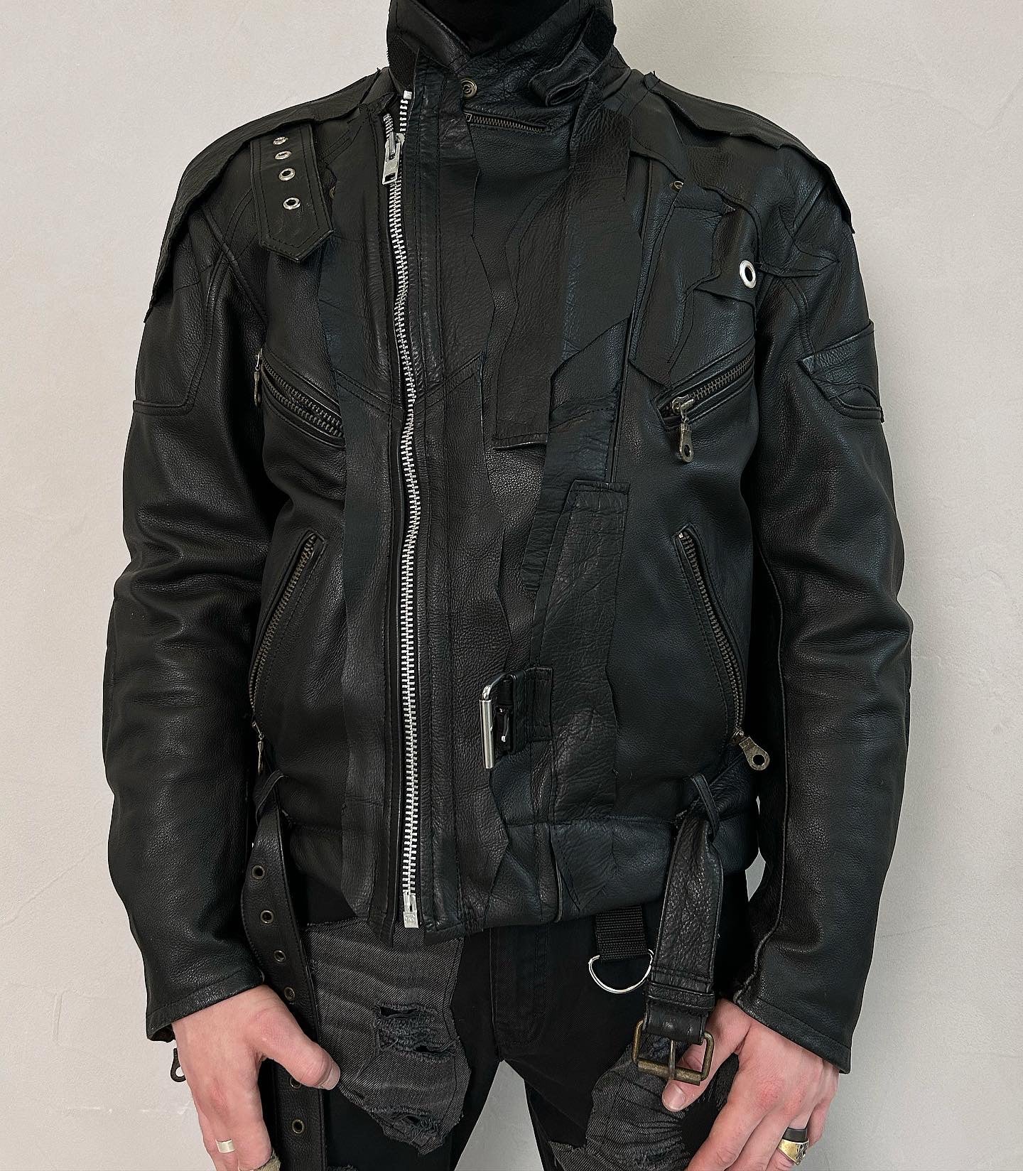 1HARD LEATHER MOTORCYCLE JACKET