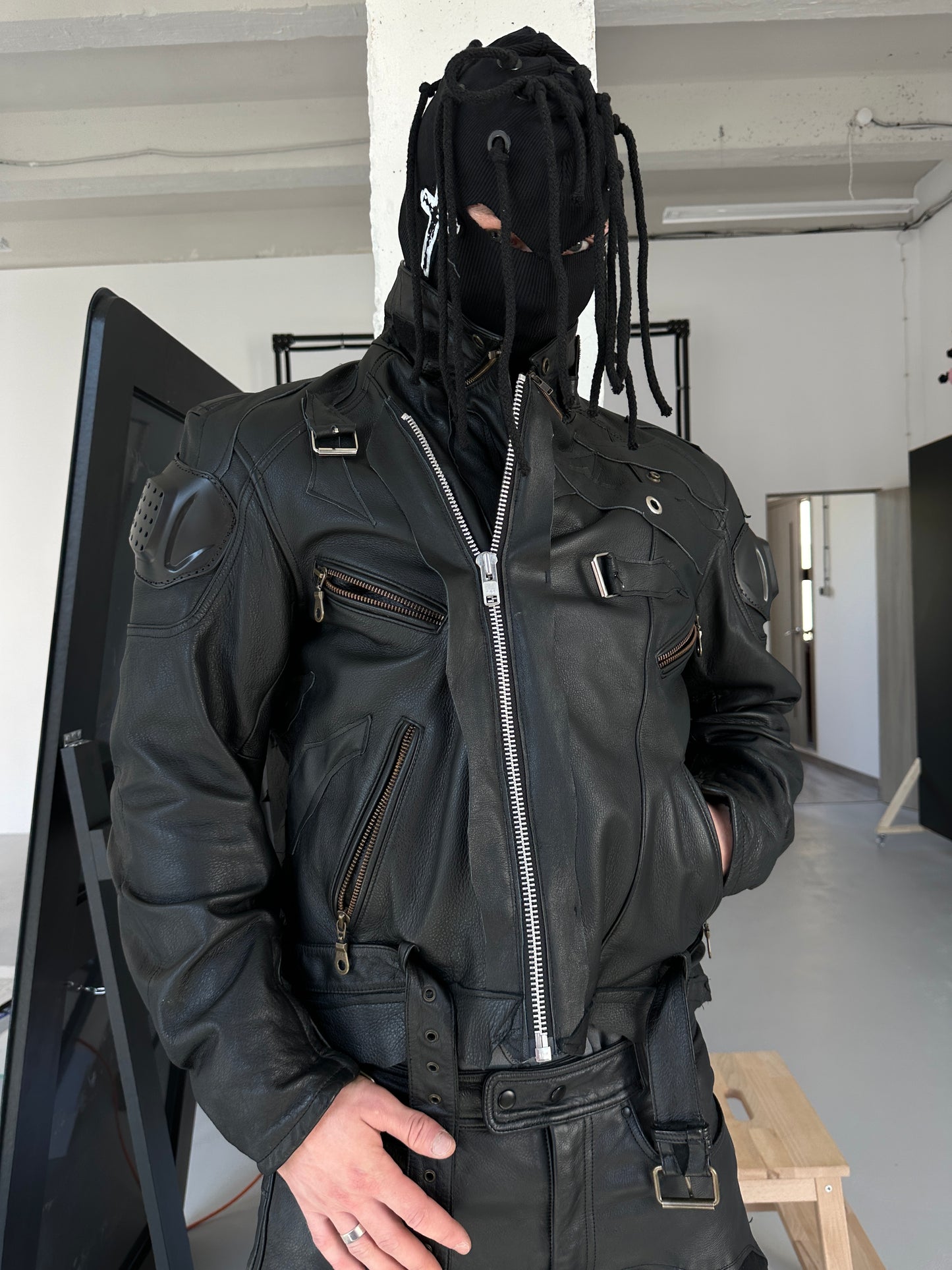 0/SKELETAL BIKER LEATHER JACKET