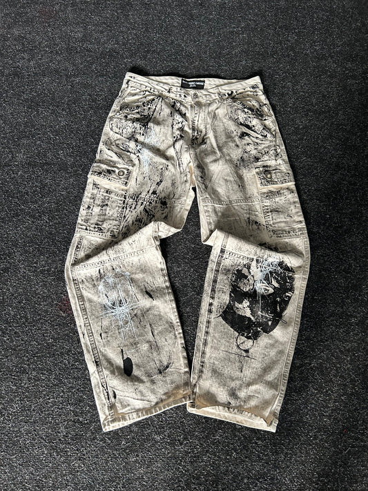 11WHItE CaRGO BAGGY PAINTED PANTS