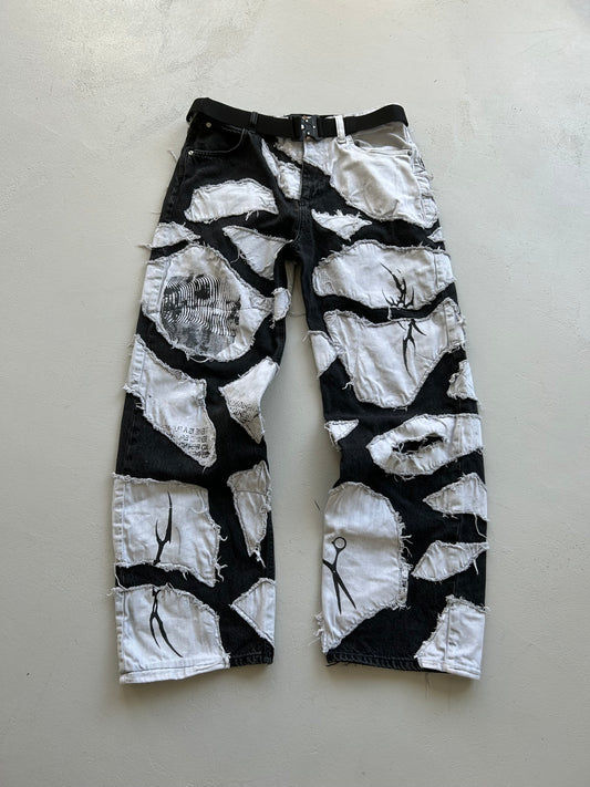 0/DECONSTRUCTED DENIM BAGGY PANTS