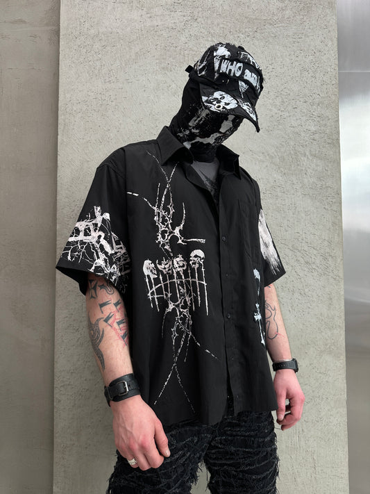 000/THE "ARCHIVE-DECAY" SHORT SLEEVE BUTTON-UP