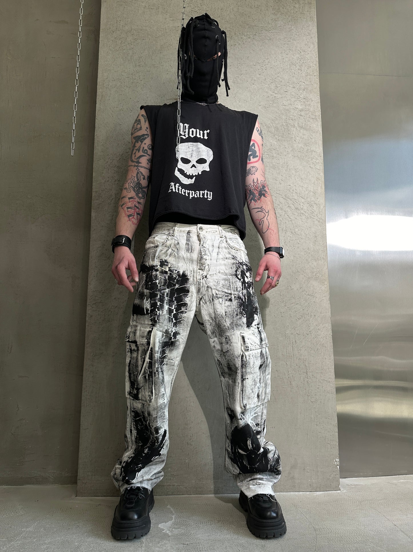 000/ PAINTED CARGO PANTS