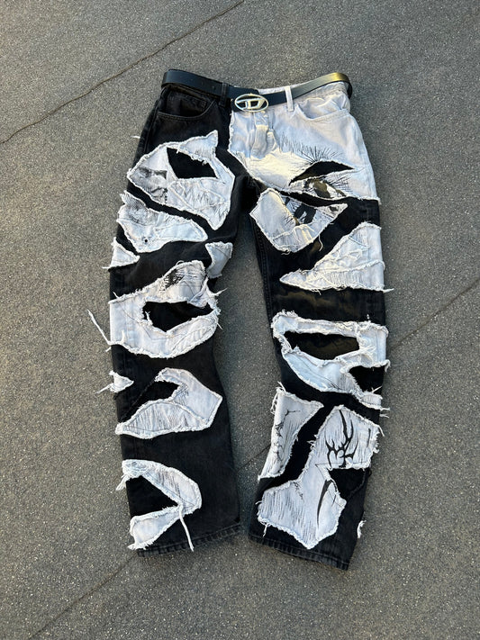 1BLACK/WHITE UPC PANTS