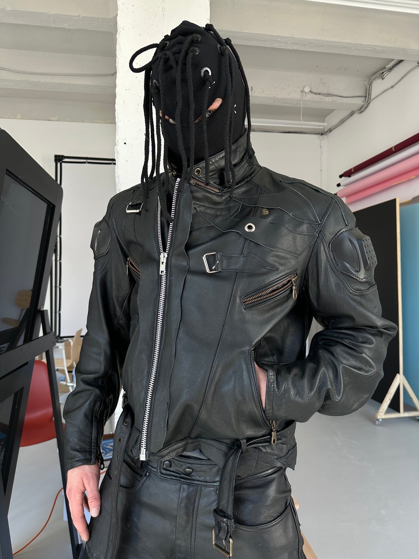 0/SKELETAL BIKER LEATHER JACKET